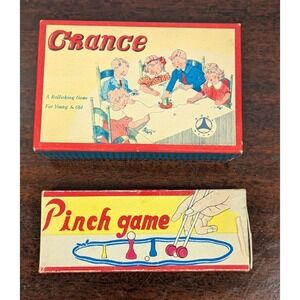 Vintage Game Lot of 2 Chance & Pinch Game Made in Japan Retro Toys With Boxes